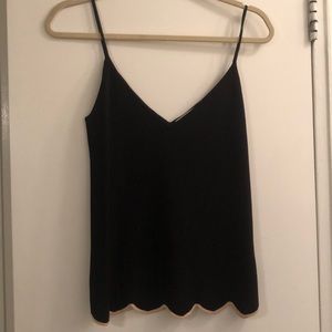 Zara black ripped blouse with scallop hem